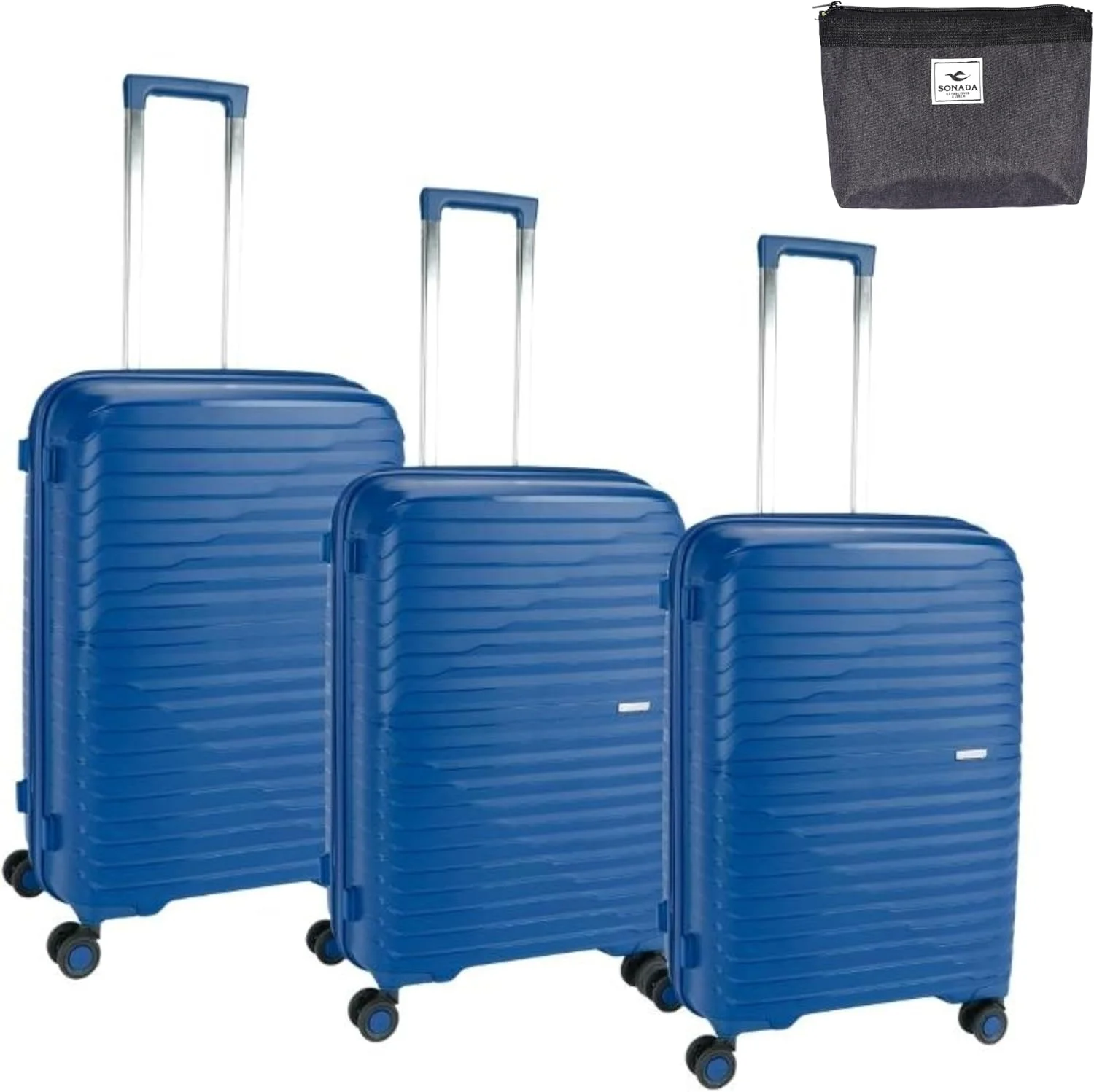 چمدان نشکن پیر کاردین، زیپ دوبل ضد سرقت با قفل مورد تایید TSA مناسب سفر، 4 چرخ دوبل بی صدا، زیپ افزایش فضا، چمدان یونی‌سکس (PC86313-3T سرمه ای)