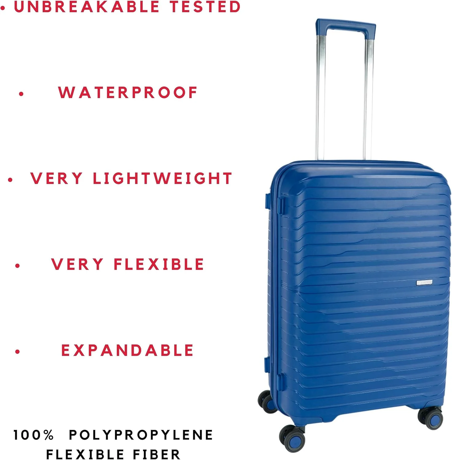 چمدان نشکن پیر کاردین، زیپ دوبل ضد سرقت با قفل مورد تایید TSA مناسب سفر، 4 چرخ دوبل بی صدا، زیپ افزایش فضا، چمدان یونی‌سکس (PC86313-3T سرمه ای)