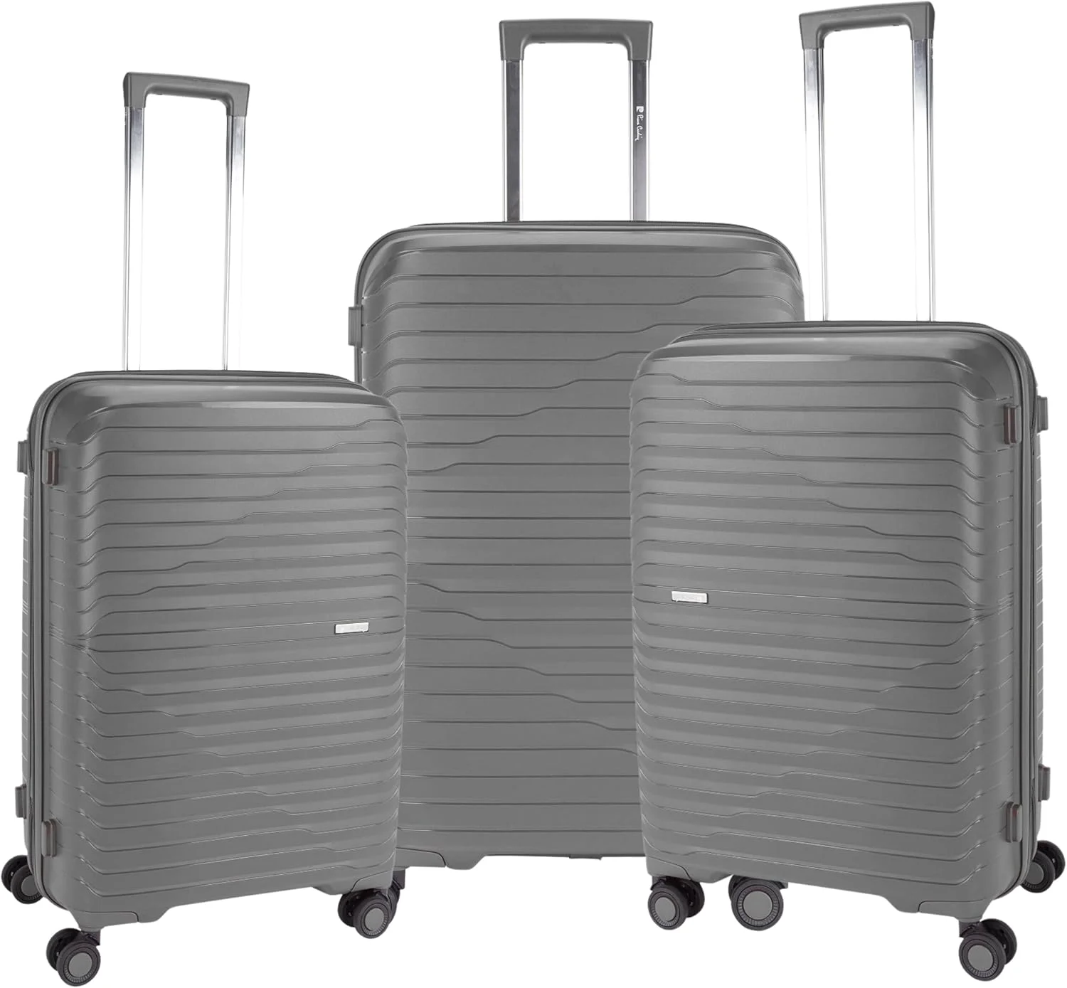 چمدان نشکن پیر کاردین، زیپ دوبل ضد سرقت با قفل مورد تایید TSA مناسب سفر، 4 چرخ دوبل بی صدا، زیپ افزایش فضا، چمدان унисекс (PC86313-3T خاکستری)