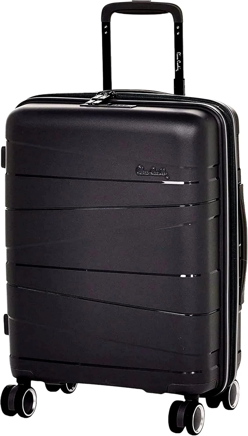 چمدان نشکن پیر کاردین مدل زوریخ مناسب مسافرت، قفل مورد تایید TSA، دارای زیپ دوبل ضد سرقت (ست 3 عددی، مشکی)