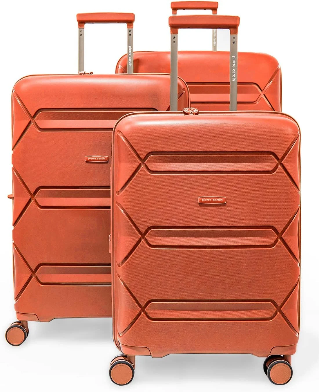 چمدان نشکن و سبک وزن پیر کاردین مناسب سفر با قفل TSA و زیپ دوبل (ست 4 عددی، هلویی)