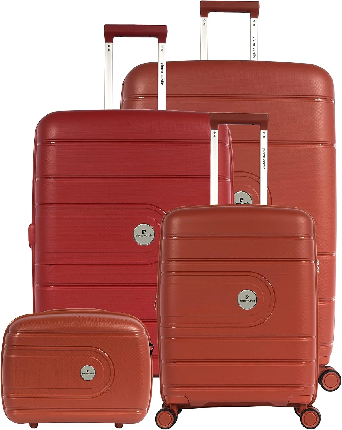 چمدان نشکن پیر کاردین مناسب سفر، دارای تاییدیه TSA، 4 چرخ دوبل، چمدان با زیپ ضد سرقت دوبل (ست 4 عددی، هلویی)