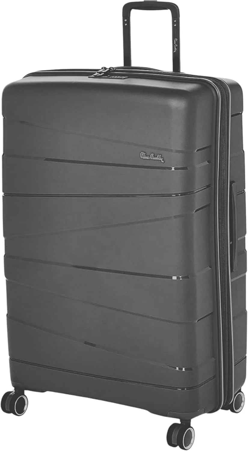 چمدان نشکن پیر کاردین مدل زوریخ مناسب سفر، قفل بین المللی، زیپ دوبل ضد سرقت، بزرگ (خاکستری)