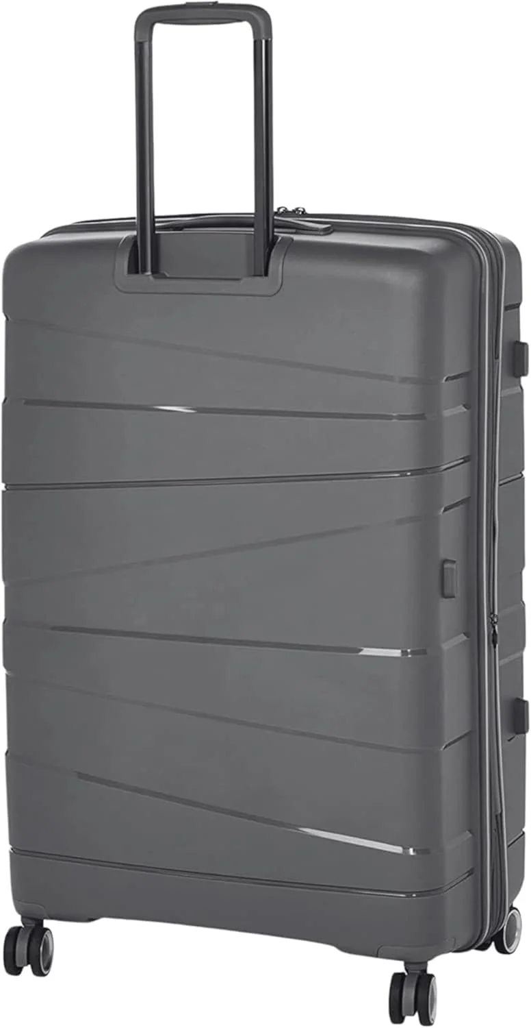 چمدان نشکن پیر کاردین مدل زوریخ مناسب سفر، قفل بین المللی، زیپ دوبل ضد سرقت، بزرگ (خاکستری)
