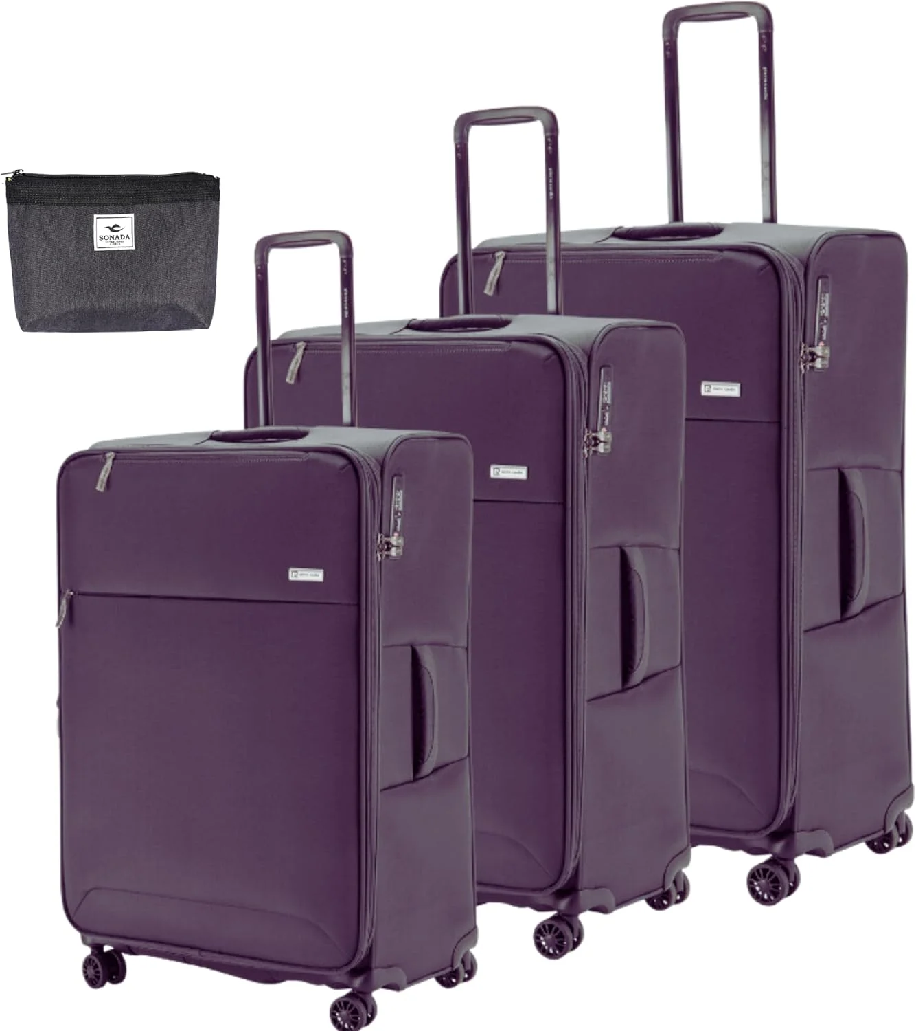 ست چمدان 3 تکه پیر کاردین، جنس سبک و بادوام، قفل بین المللی، چمدان مسافرتی مناسب برای همه (مارونی)