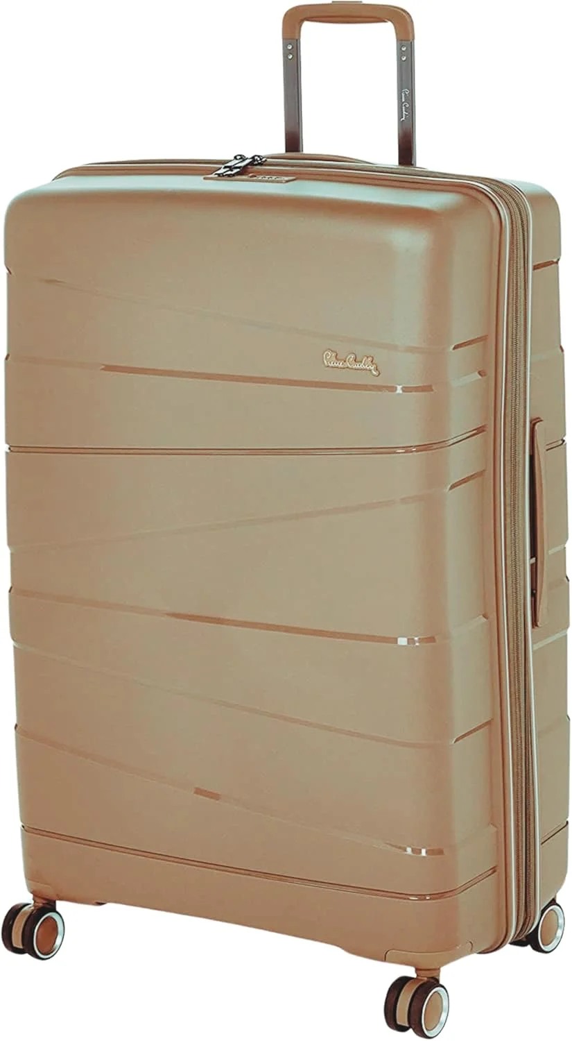چمدان نشکن پیر کاردین مدل Zurich Collection مناسب مسافرت، قفل بین المللی، زیپ دوبل ضد سرقت، بزرگ (شامپاینی)