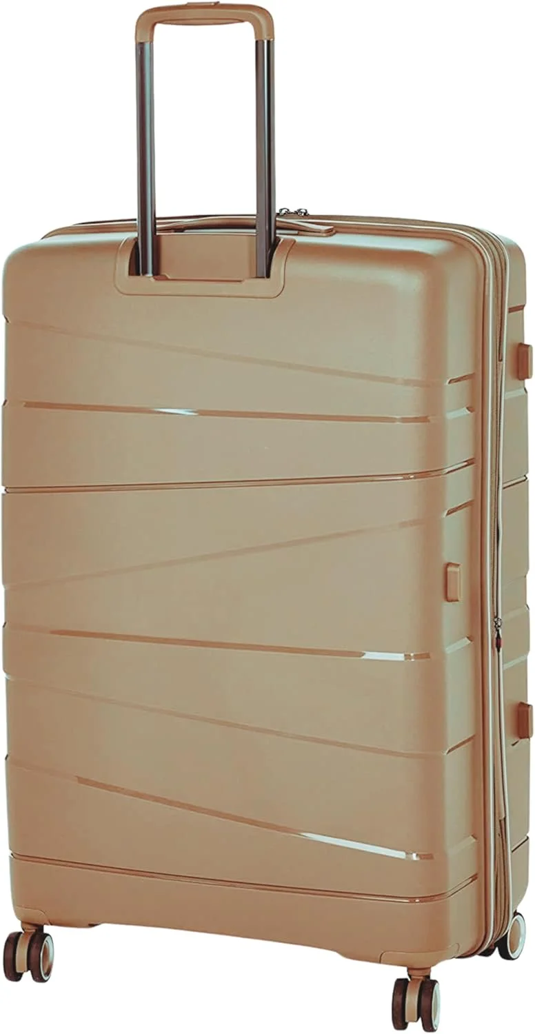 چمدان نشکن پیر کاردین مدل Zurich Collection مناسب مسافرت، قفل بین المللی، زیپ دوبل ضد سرقت، بزرگ (شامپاینی)