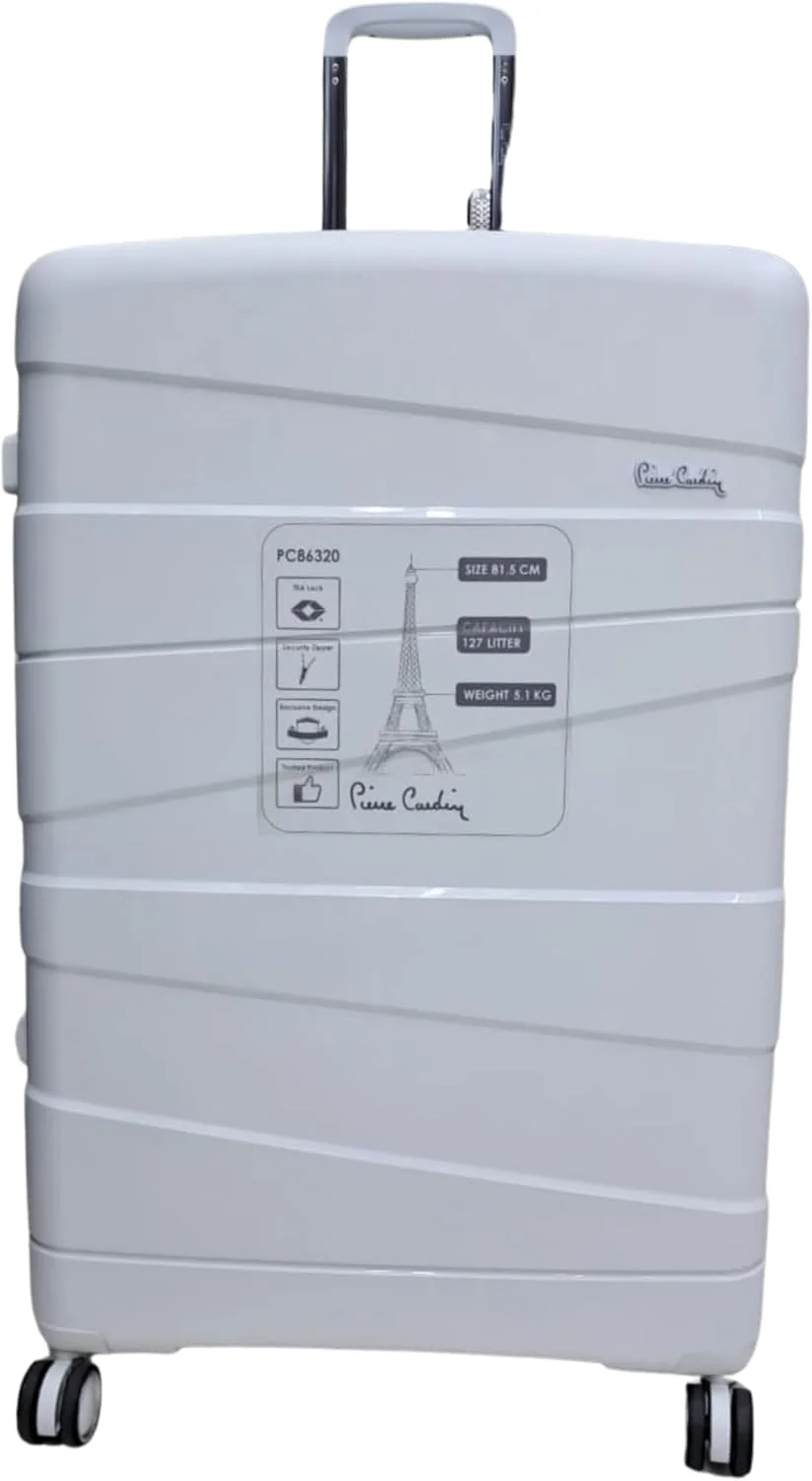 چمدان نشکن پیر کاردین مدل Zurich مناسب سفر، قفل مورد تایید TSA، دارای زیپ دوبل ضد سرقت (ست 3 عددی، سفید)