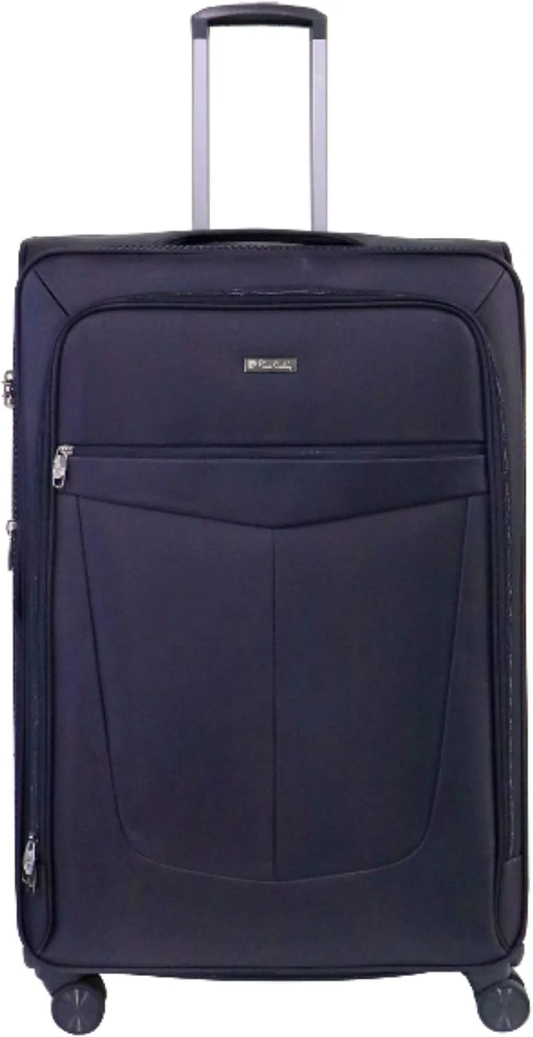 چمدان پیر کاردین، جنس نرم و با کیفیت عالی مناسب سفر و کار، دارای قفل TSA و زیپ دوبل ضد سرقت، مدل Uster (ست 3 عددی، سرمه ای)