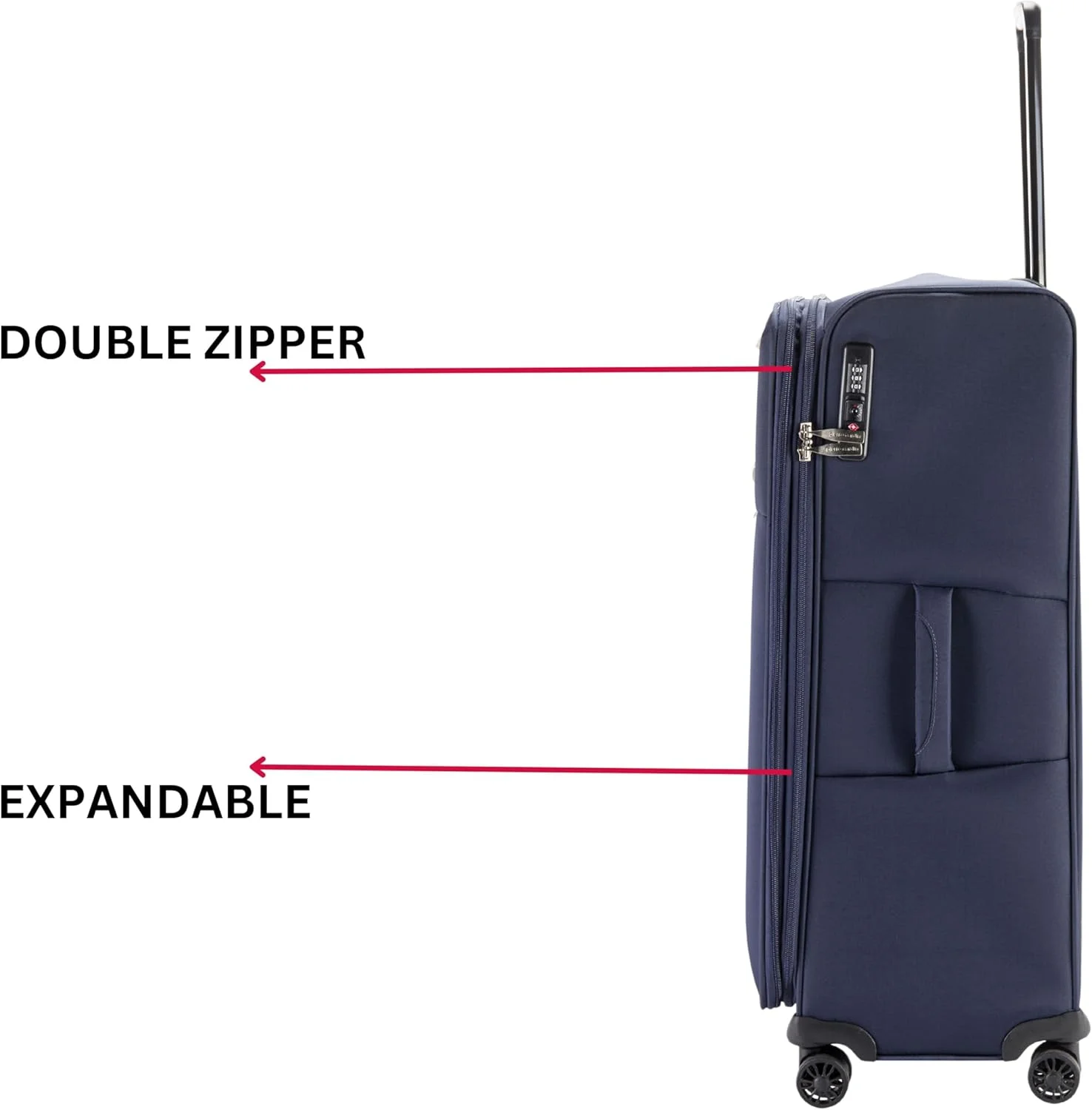 ست چمدان 3 تکه پیر کاردین، جنس سبک و بادوام، قفل TSA، چمدان مسافرتی UNISEX (سرمه ای)