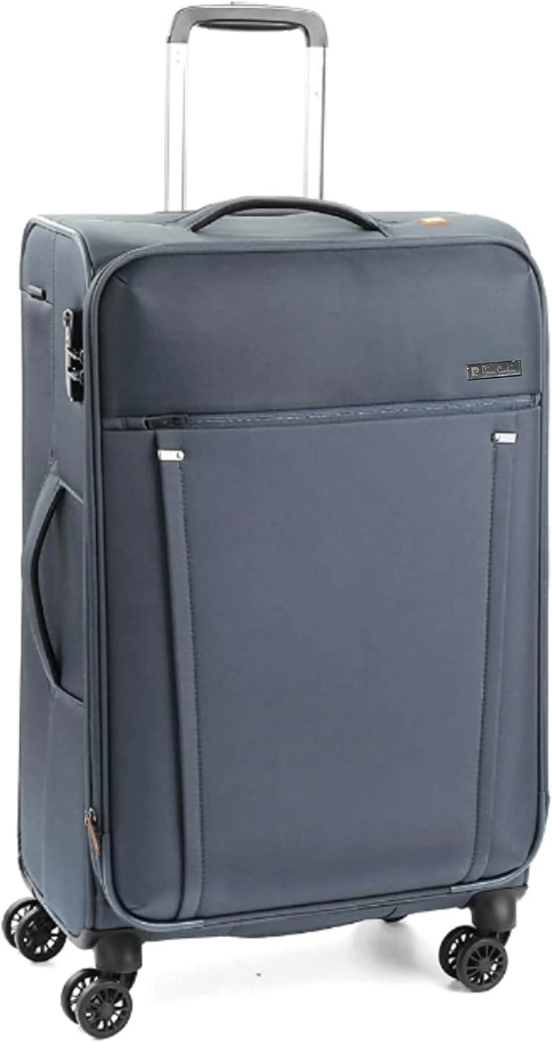 چمدان نرم و سبک پیر کاردین مناسب سفر، قفل مورد تایید TSA، زیپ دوبل ضد سرقت، مجموعه Nantes (چمدان سایز بزرگ 28 اینچ، خاکستری تیره)