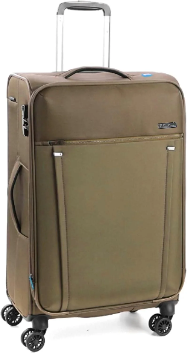 چمدان نرم و سبک پیر کاردین مناسب سفر، قفل مورد تایید TSA، زیپ دوبل ضد سرقت، مجموعه نانتس (چمدان سایز بزرگ 28 اینچ، خاکی)