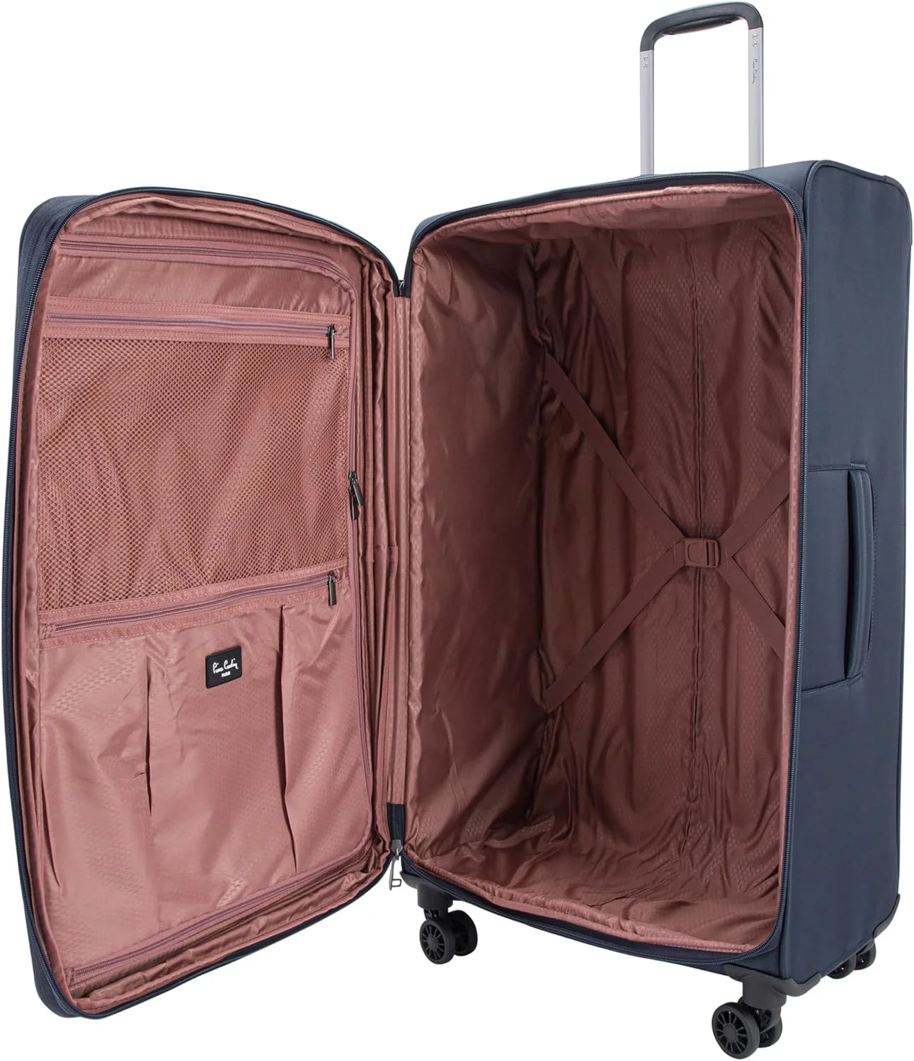 چمدان نرم و سبک پیر کاردین مناسب سفر، قفل مورد تایید TSA، زیپ دوبل ضد سرقت، کالکشن مرکوری (آبی تیره)
