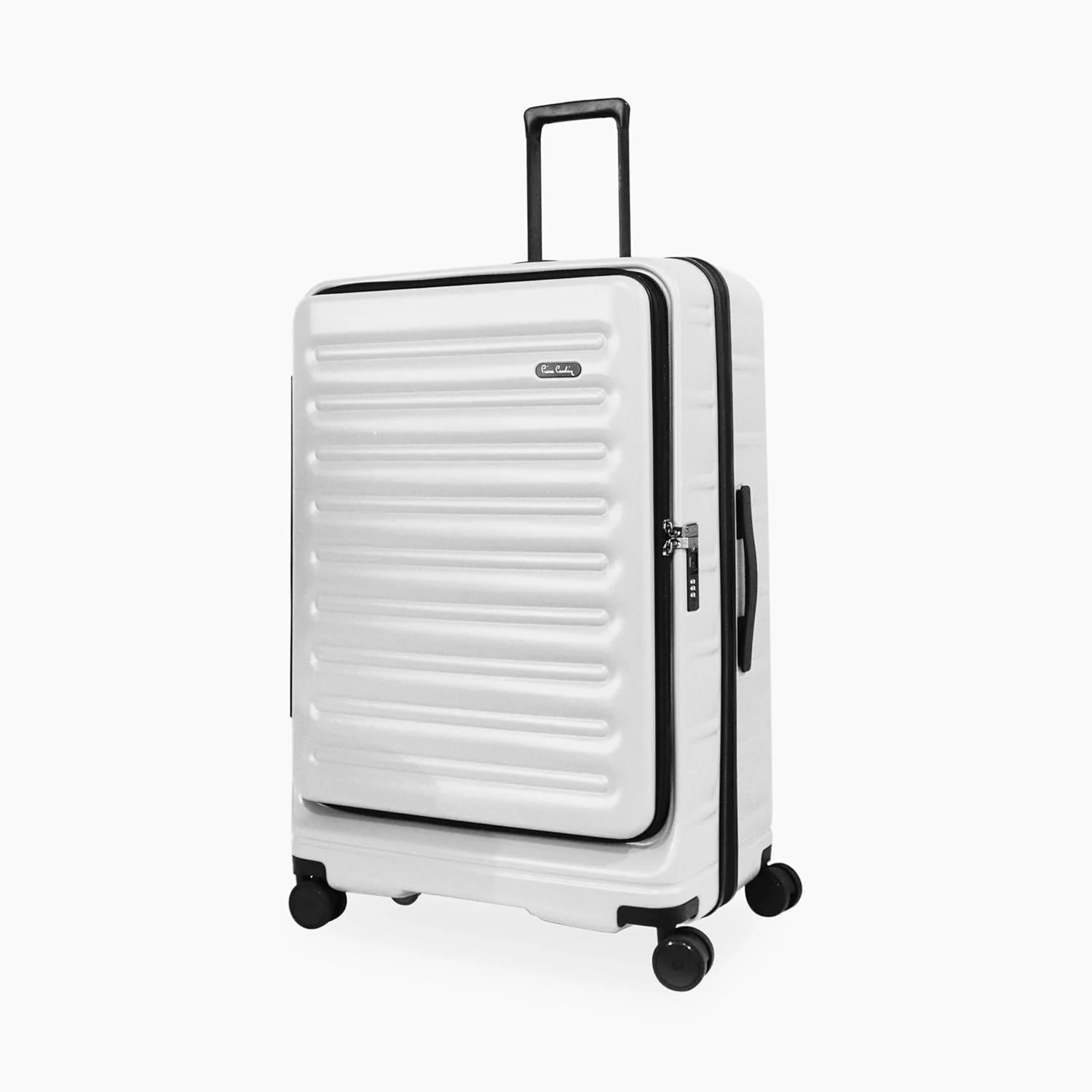 چمدان پیر کاردین با زیپ جلویی، چمدان سخت و سبک وزن برای مسافرت، دارای قفل TSA، زیپ دوبل ضد سرقت (سفید، ست 3 عددی)