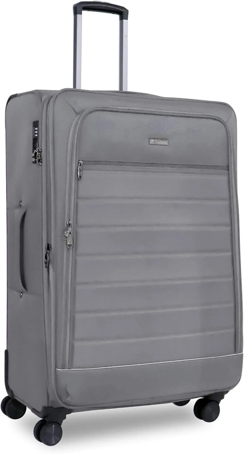 چمدان سبک وزن پیر کاردین مناسب سفر، دارای قفل TSA، زیپ دوبل ضد سرقت، 4 چرخ دوبل، کالکشن گالن (چمدان سایز بزرگ 28 اینچ، خاکستری)