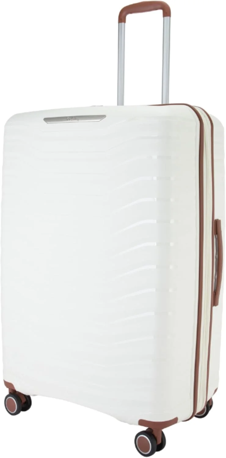 چمدان بزرگ چرخشی پیر کاردین بدنه سخت، زیپ افزایش حجم، چرخ های اسپینر (سفید)