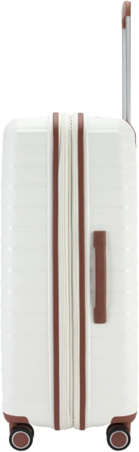 چمدان بزرگ چرخشی پیر کاردین بدنه سخت، زیپ افزایش حجم، چرخ های اسپینر (سفید)