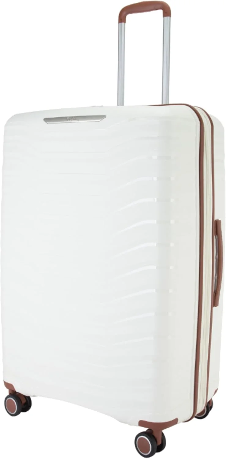 چمدان سبک وزن پیر کاردین مناسب سفر، چمدان نشکن، 4 چرخ گردان. ست 3 عددی (سفید)