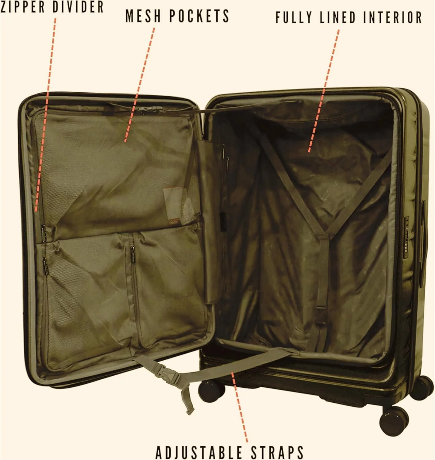 چمدان پیر کاردین با زیپ جلویی، چمدان سبک وزن و سخت برای مسافرت، دارای تاییدیه TSA، زیپ دوبل ضد سرقت (TERA COTTON، ست 3 عددی)