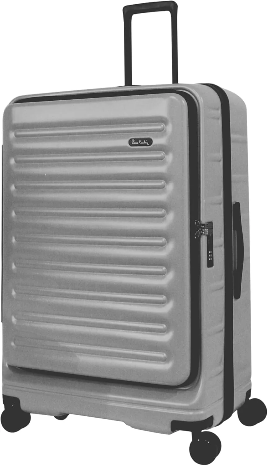 چمدان پیر کاردین با زیپ جلویی، چمدان سخت و سبک وزن برای مسافرت، دارای قفل TSA و زیپ دوبل ضد سرقت (خاکستری، ست 3 عددی)