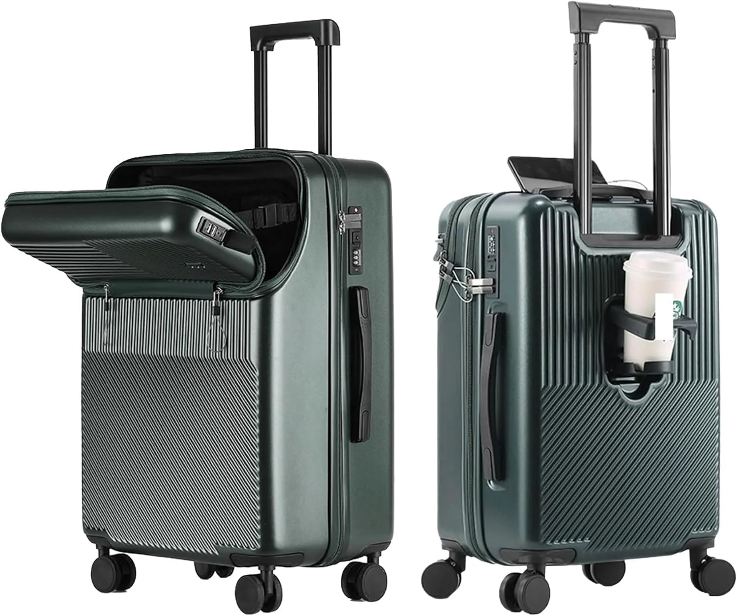 چمدان کابین سایز قابل افزایش PICCASIO™ برای مسافرت - چمدان سخت با جیب لپ‌تاپ، پورت USB، قفل مورد تایید TSA و چرخ‌های گردان 360 درجه