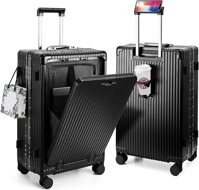 چمدان مسافرتی کابین سایز PICCASIO™، ترولی سبک وزن و شیک با چرخ های اسپینر، چمدان با محفظه لپ تاپ باز برای بزرگسالان، چمدان مسافرتی لوکس با دسته محکم