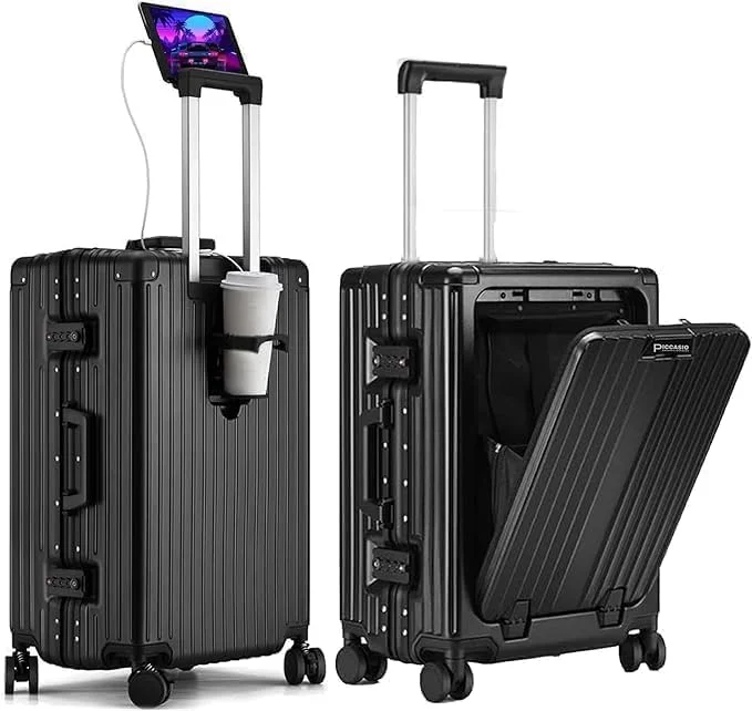 چمدان کابین سایز مسافرتی PICCASIO™، ترولی سبک وزن با چرخ های اسپینر، کیف چمدانی با محفظه لپ تاپ برای بزرگسالان، کیف جمع و جور کابین سایز برای فرودگاه