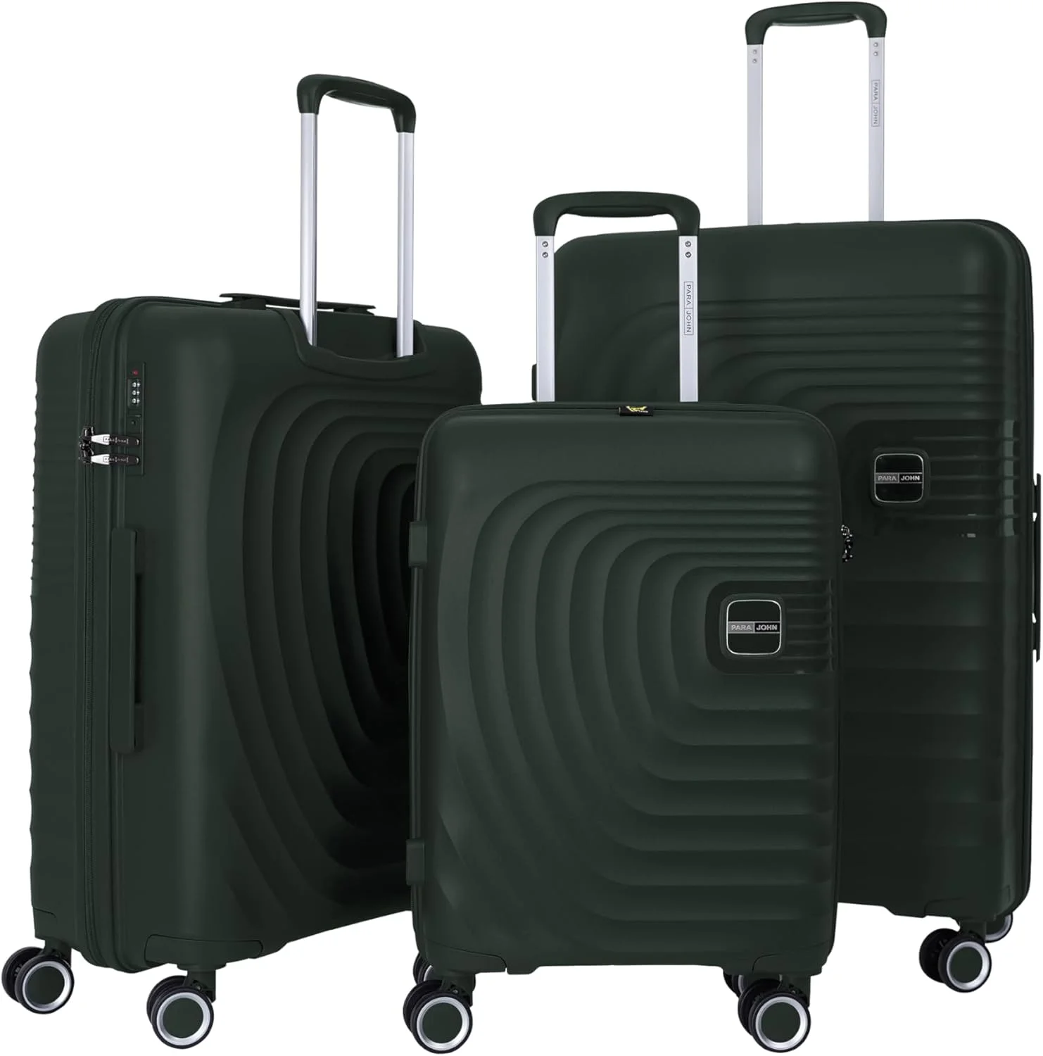 چمدان چرخدار ضد سرقت و شیک PARA JOHN مناسب سفر برای بزرگسالان - سبز تیره