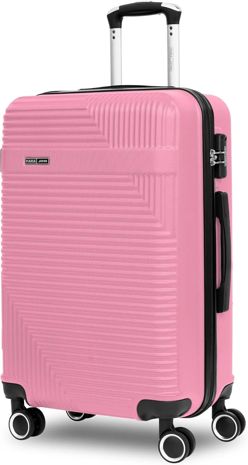 چمدان مسافرتی سایز متوسط 24 اینچی پارا جان سری Bravo، تکه ای، بادوام، سبک وزن، با قابلیت حمل 20 کیلوگرم، جنس ABS، دارای 4 چرخ - صورتی