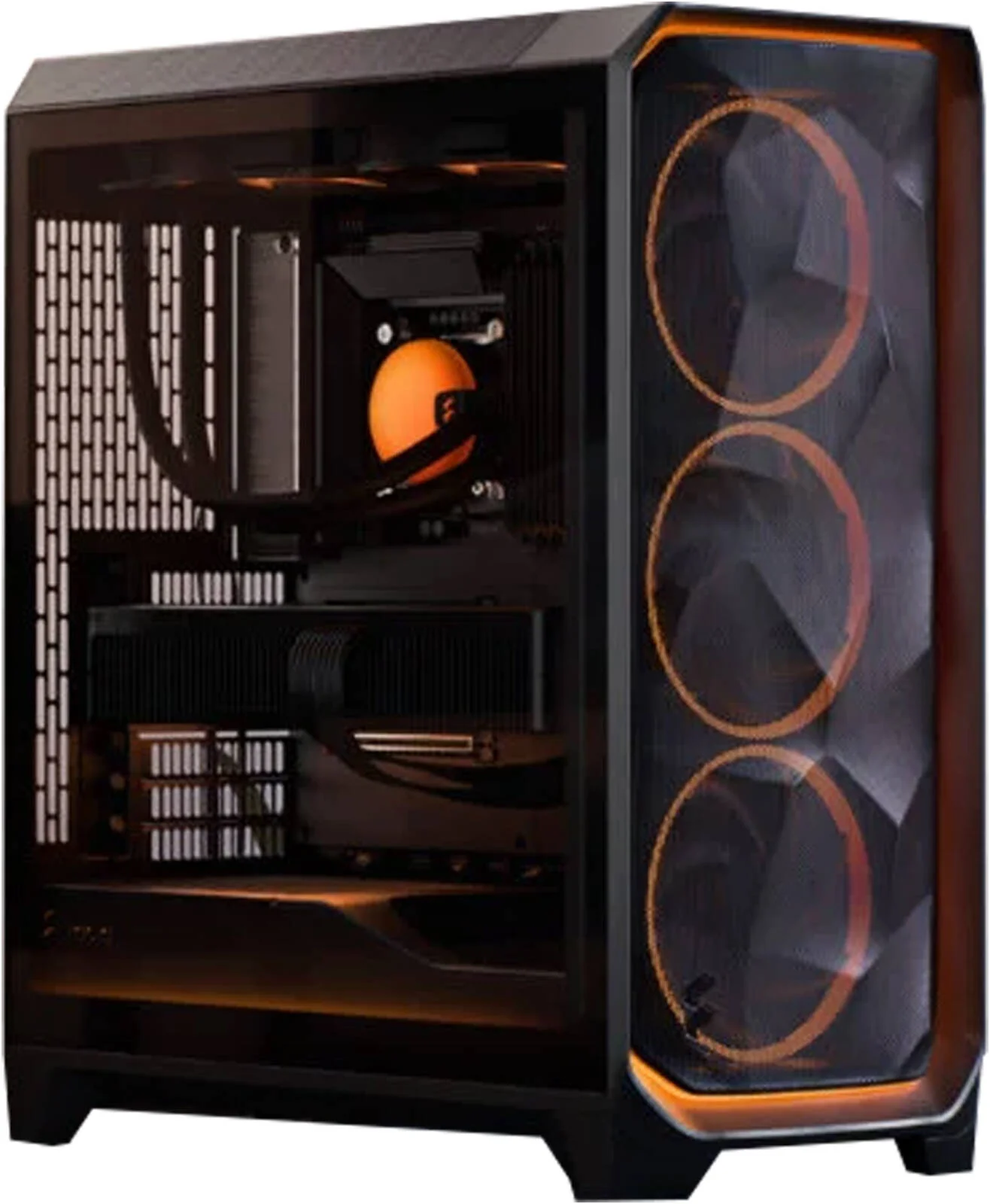 کامپیوتر گیمینگ حرفه ای Ambience Pro - پردازنده AMD Ryzen 9 9900X با 12 هسته و 24 رشته، کارت گرافیک NVIDIA RTX 5080 با 16 گیگابایت حافظه، 32 گیگابایت رم DDR5 با فرکانس 6000 مگاهرتز، 2 ترابایت SSD Gen 4، منبع تغذیه 1000 وات 80 Plus، خنک کننده مایع 360 میلی متری، Wi-Fi + BT