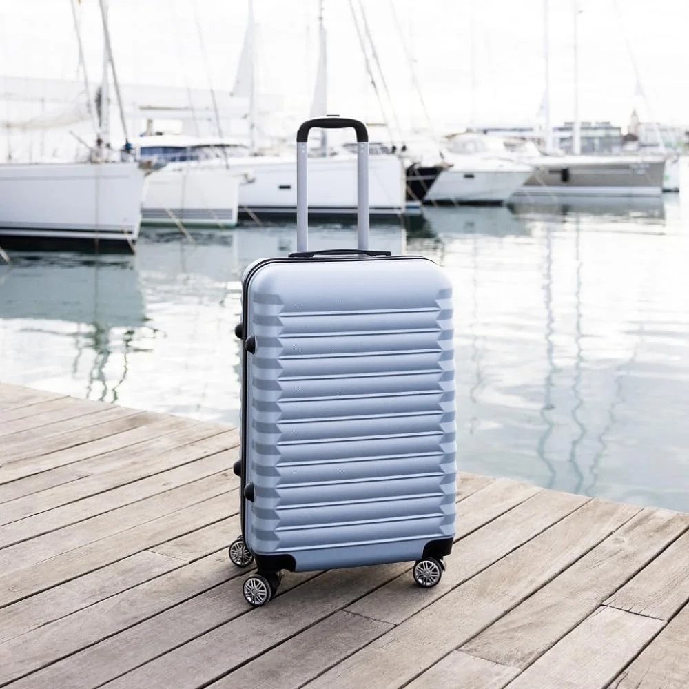 NUMADA - ست چمدان سخت 3/4 تکه شامل چمدان کابین 53 سانتی‌متری، متوسط 63 سانتی‌متری، بزرگ 75 سانتی‌متری و کیف لوازم آرایشی ساخته شده از ABS سازگار با محیط زیست، 4 چرخ دوبل، محکم، سبک و ایمن