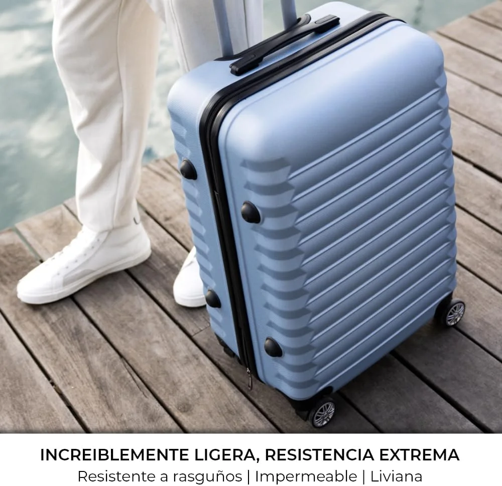 NUMADA - ست چمدان سخت 3/4 تکه شامل چمدان کابین 53 سانتی‌متری، متوسط 63 سانتی‌متری، بزرگ 75 سانتی‌متری و کیف لوازم آرایشی ساخته شده از ABS سازگار با محیط زیست، 4 چرخ دوبل، محکم، سبک و ایمن