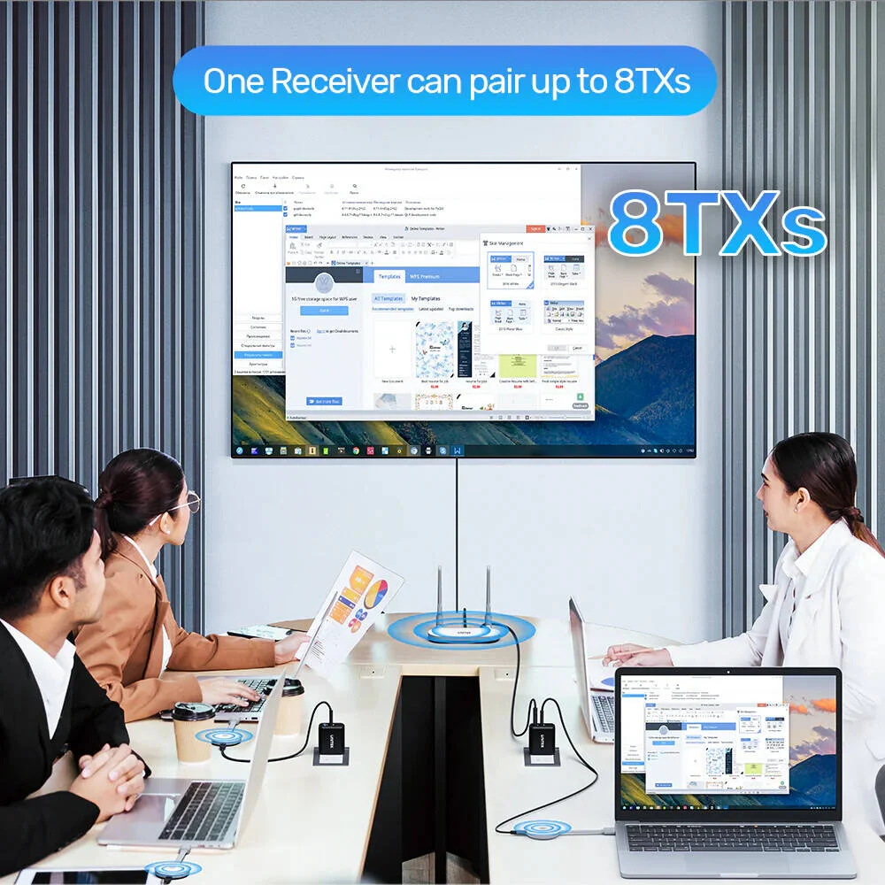 کیت فرستنده و گیرنده بی‌سیم HDMI یونیتک، حداکثر رزولوشن 1920*1080@60Hz، شبکه 2.4G+5G، فاصله انتقال 50 متری، Plug & Play، بدنه ABS، سفید/خاکستری | V1183A01