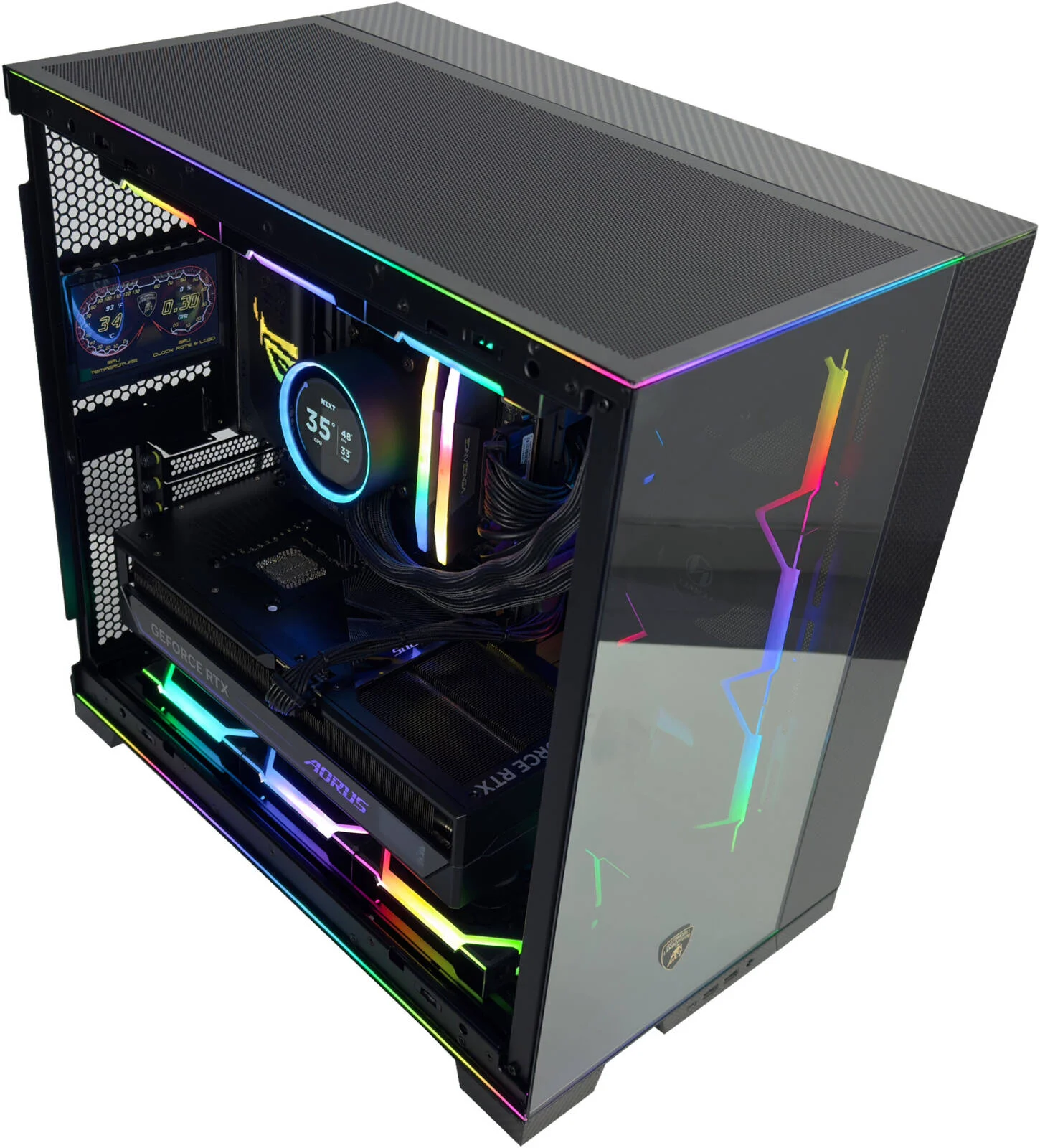کامپیوتر گیمینگ آونتادور X - اینتل Core Ultra 7 265K با 20 هسته و 20 رشته، NVIDIA RTX 5080 با 16 گیگابایت حافظه، 32 گیگابایت رم DDR5 با فرکانس 7000 مگاهرتز، 2 ترابایت SSD Gen 5، منبع تغذیه 1200 وات Gold، خنک کننده مایع 360 میلی متری، Wi-Fi + BT