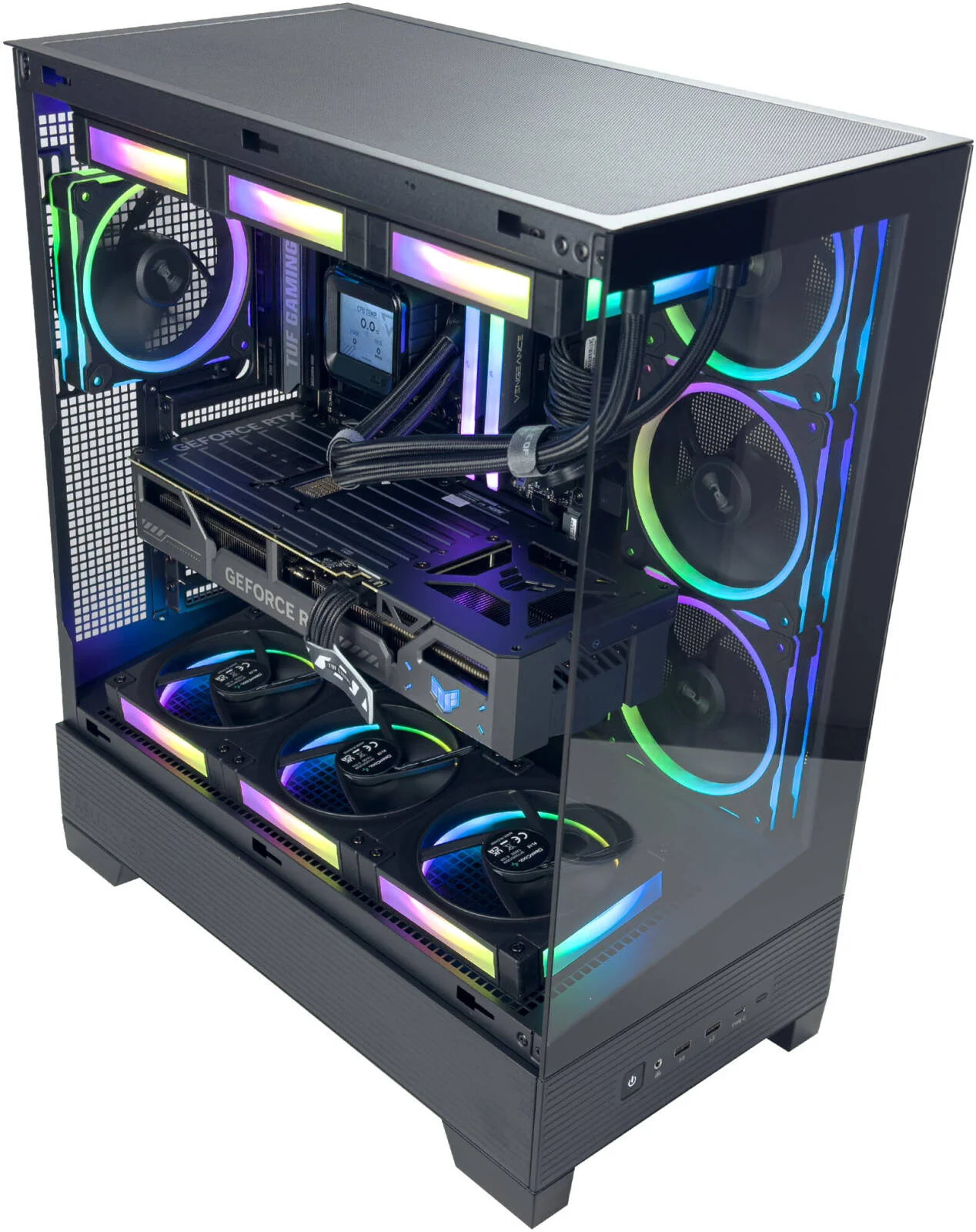 کامپیوتر گیمینگ BattleRush - پردازنده Intel Core Ultra 7 265K با 20 هسته و 20 رشته، کارت گرافیک NVIDIA RTX 5070 با 12 گیگابایت حافظه، 32 گیگابایت رم DDR5 با فرکانس 6000 مگاهرتز، 1 ترابایت SSD Gen 4، منبع تغذیه 750W 80 Plus، خنک کننده مایع 360 میلی متری، Wi-Fi + BT
