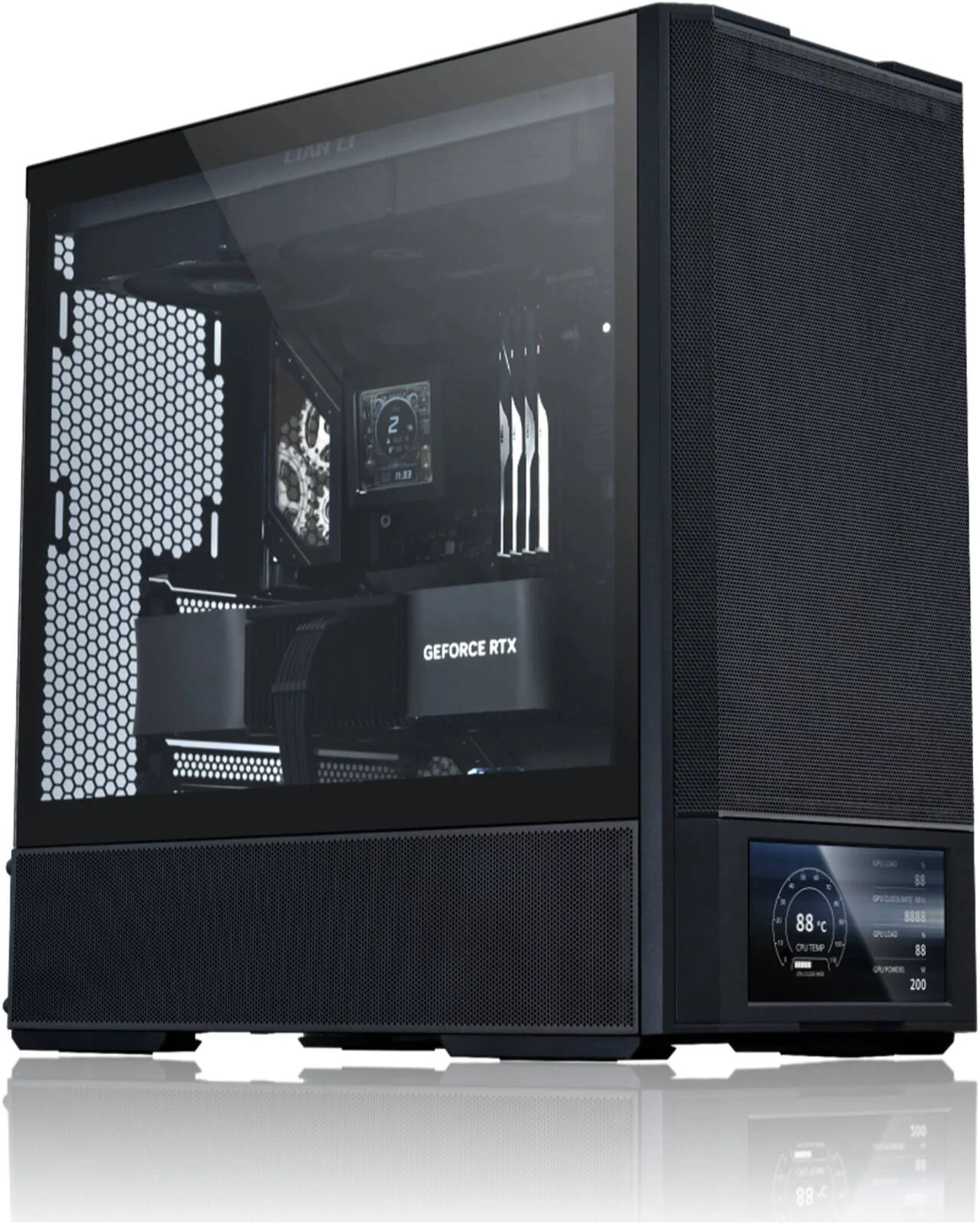 رایانه شخصی گیمینگ Black Ice - پردازنده Intel Core i7-14700KF با 20 هسته و 28 رشته، کارت گرافیک NVIDIA RTX 5070 Ti با 16 گیگابایت حافظه، 32 گیگابایت رم DDR5 با فرکانس 6000 مگاهرتز، 1 ترابایت SSD Gen 4، منبع تغذیه 850W Gold، خنک کننده مایع 360 میلی متری، Wi-Fi + BT