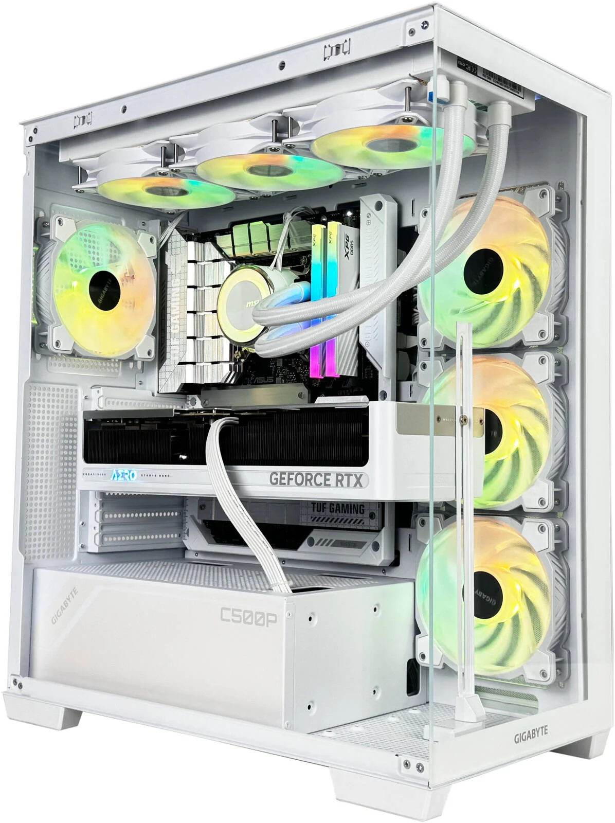 کامپیوتر گیمینگ کریستال اج - AMD Ryzen 9 9900X با 12 هسته و 24 رشته، NVIDIA RTX 5080 با 16 گیگابایت حافظه، 32 گیگابایت رم DDR5 با فرکانس 6000 مگاهرتز، 1 ترابایت SSD Gen 4، منبع تغذیه 850 وات Gold، خنک کننده مایع 360 میلی متری، Wi-Fi + BT