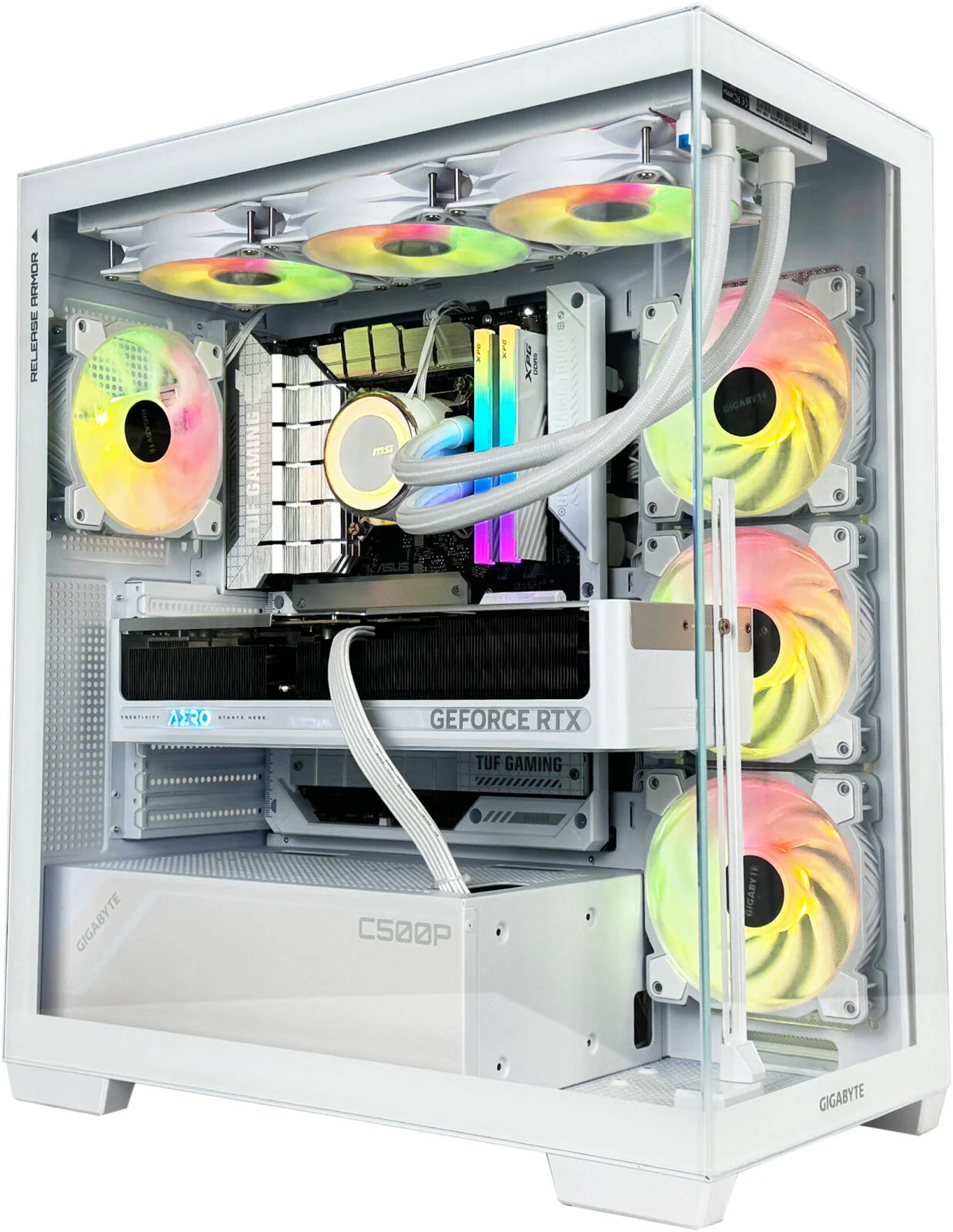 کامپیوتر گیمینگ کریستال ادج - پردازنده Intel Core i9 14900KF با 24 هسته و 32 رشته، NVIDIA RTX 5080 با 16 گیگابایت حافظه، 32 گیگابایت رم DDR5 با فرکانس 6000 مگاهرتز CL30، 1 ترابایت SSD Gen 4، منبع تغذیه 850 وات Gold، خنک کننده مایع 360 میلی متری، Wi-Fi + BT