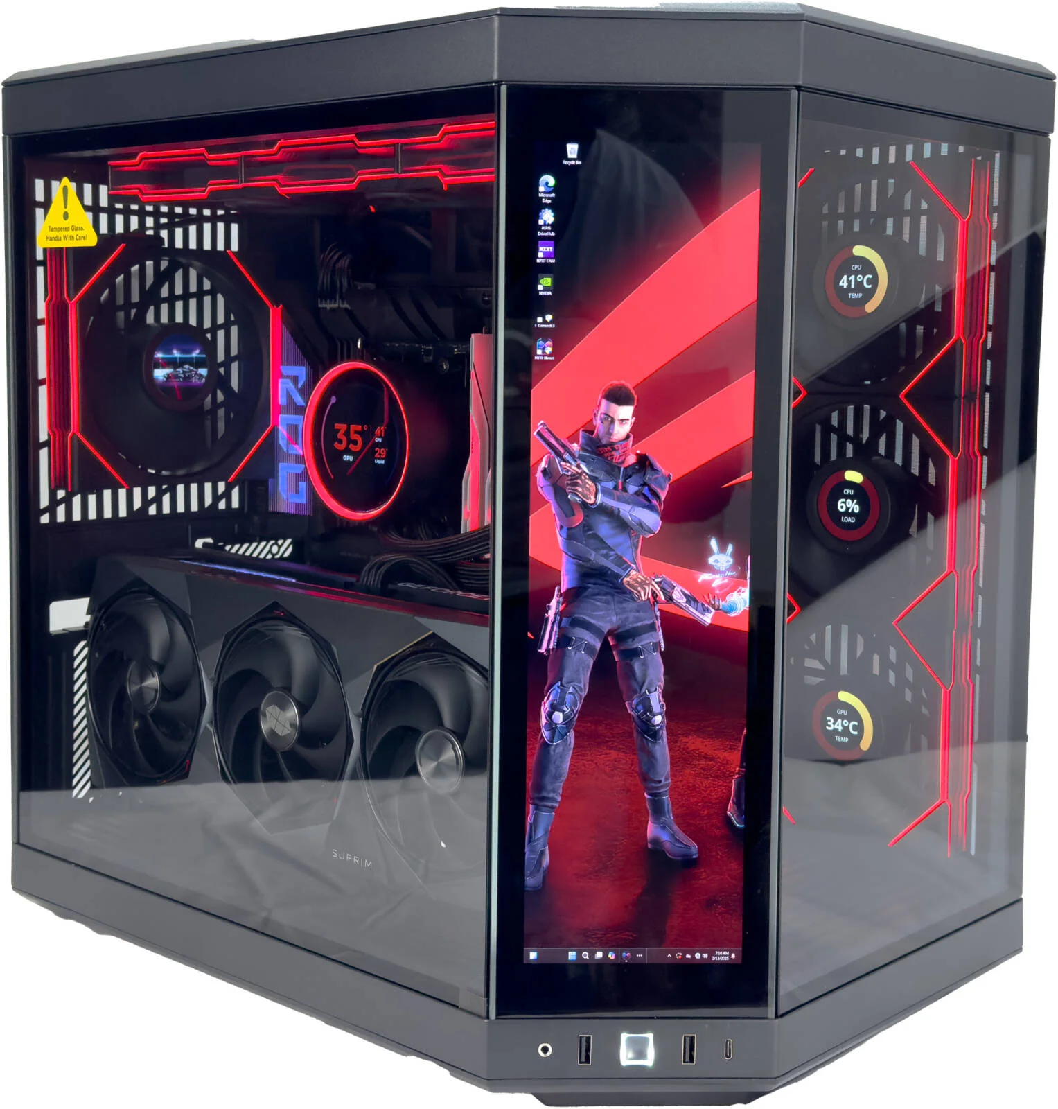 کامپیوتر گیمینگ سایبر ایکس - AMD Ryzen 9 9900X3D با 12 هسته و 24 رشته، NVIDIA RTX 5080 با 16 گیگابایت، 32 گیگابایت رم DDR5 با سرعت 6000 مگاهرتز، 2 ترابایت SSD نسل 5، منبع تغذیه 1200 وات، خنک کننده مایع 360 میلی متری، Wi-Fi + BT