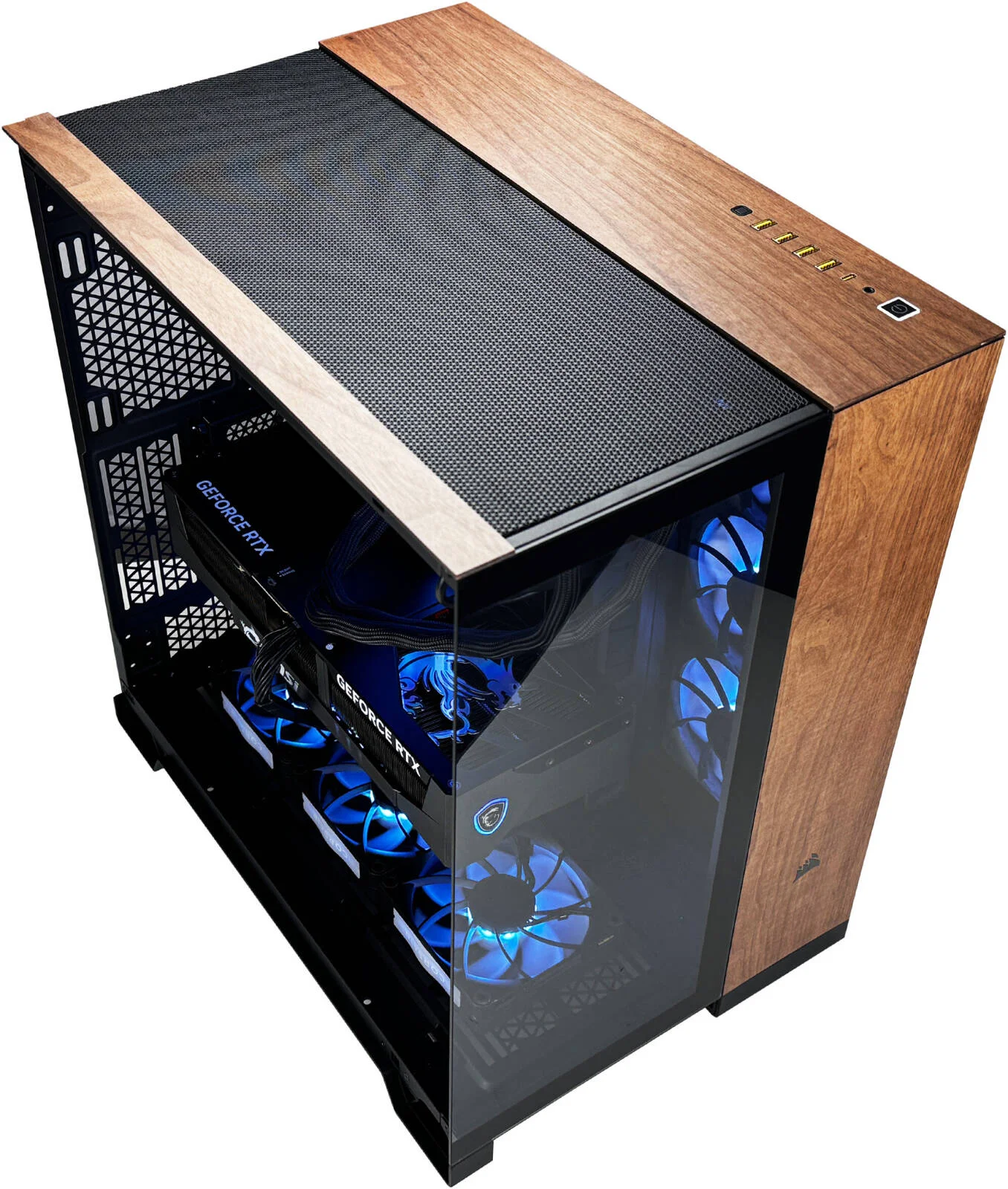 کامپیوتر گیمینگ سایبر استرایک - پردازنده Intel Core i9-14900K با 24 هسته و 32 رشته، کارت گرافیک NVIDIA RTX 5090 با 32 گیگابایت حافظه، 64 گیگابایت رم DDR5 با فرکانس 6000 مگاهرتز، 1 ترابایت SSD نسل 5، منبع تغذیه 1000 وات 80 PLUS، خنک کننده مایع 360 میلی متری، Wi-Fi + BT