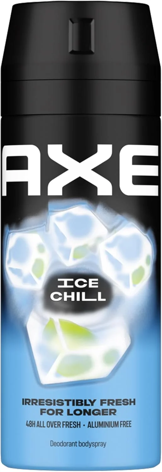 اسپری خوشبو کننده بدن مردانه AXE، طراوت بی نظیر برای مدت طولانی تر، Ice Chill، طراوت 48 ساعته، بدون آلومینیوم، 150 میلی لیتر
