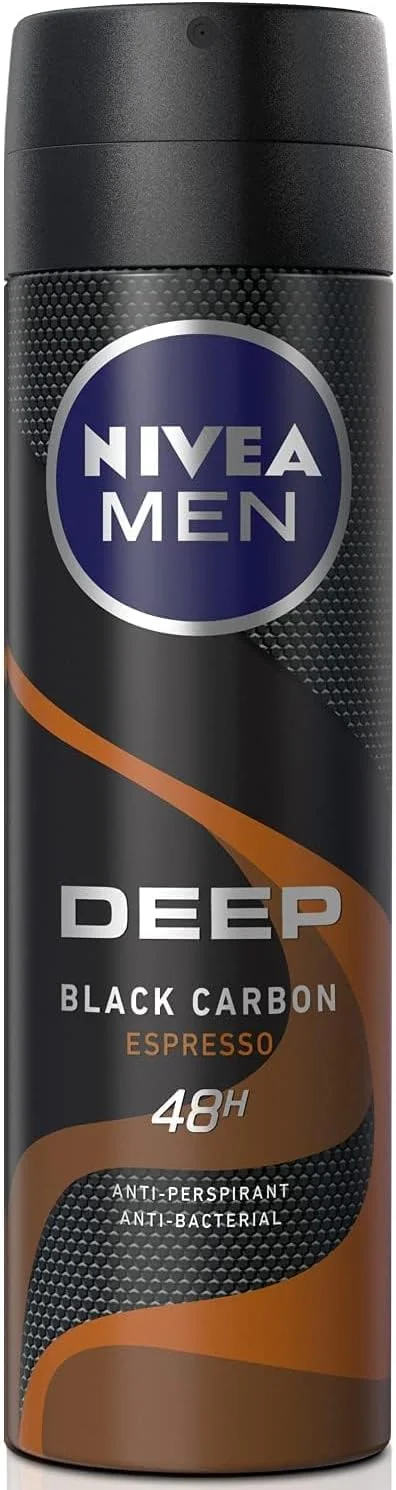 اسپری مردانه نیوآ مدل Deep Espresso حجم 150 میلی لیتر، با کربن سیاه، محافظت 72 ساعته در برابر تعریق و بو، رایحه انرژی بخش اسپرسو