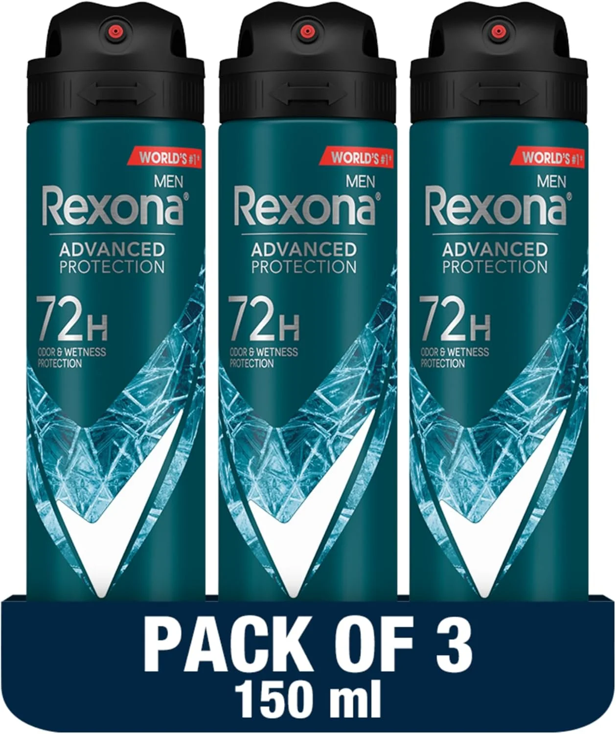 اسپری ضد تعریق مردانه رکسونا مدل Advanced Protection، محافظت 72 ساعته در برابر عرق و بو، Xtra Cool، با فناوری MotionSense، 150 میلی لیتر (بسته 3 عددی)