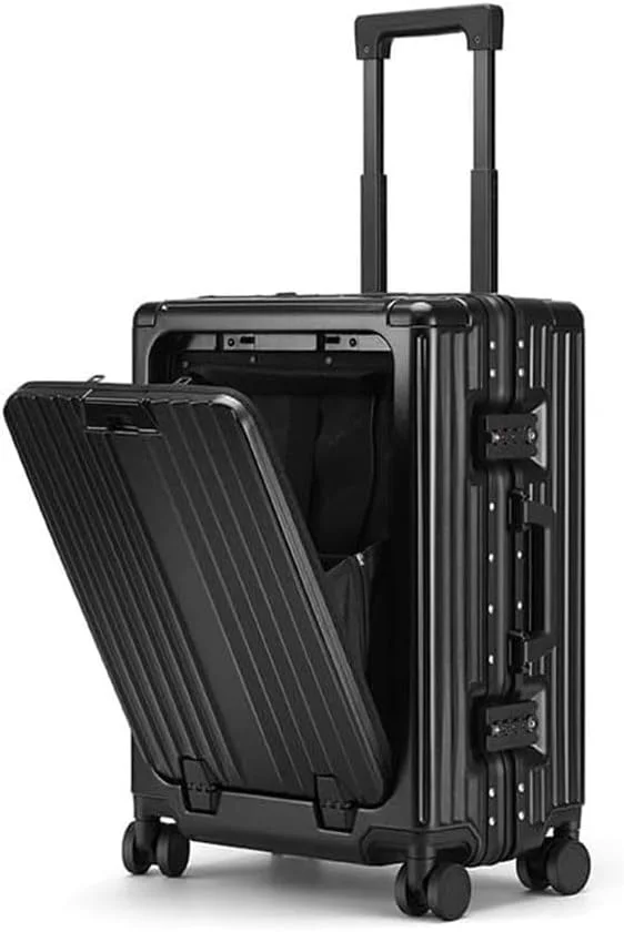 چمدان ممتاز NKX با فریم آلومینیومی قابل گسترش، جنس ABS و PC، دارای پورت شارژ USB و Type-C، سایز 24 اینچ