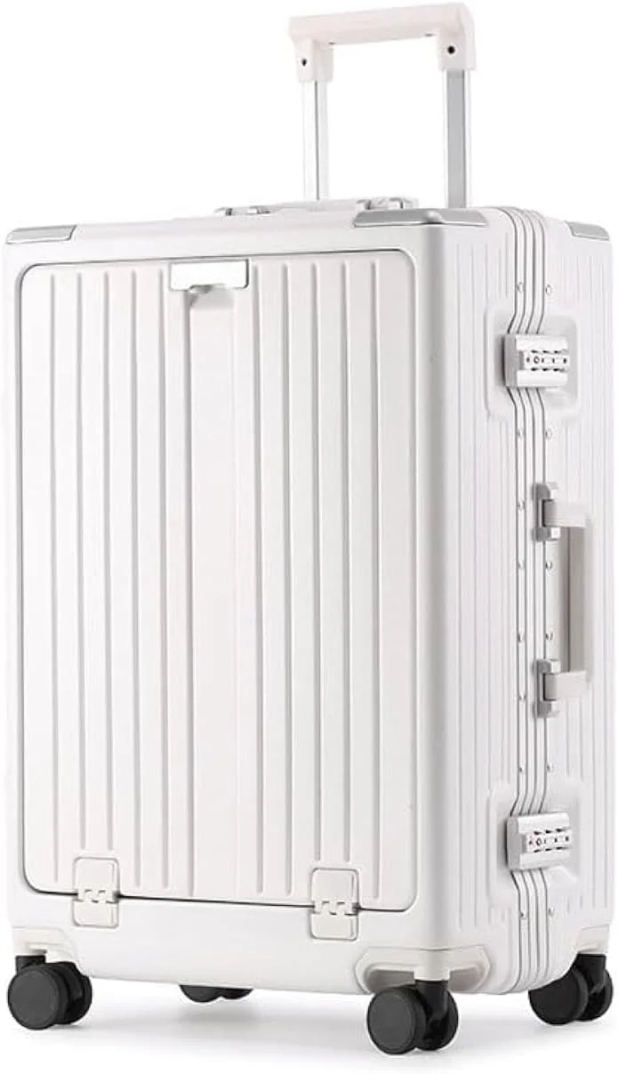 چمدان ممتاز NKX با فریم آلومینیومی قابل گسترش، بدنه ABS و PC، دارای پورت شارژ USB و Type-C و 5 چرخ، سایز 20 اینچ