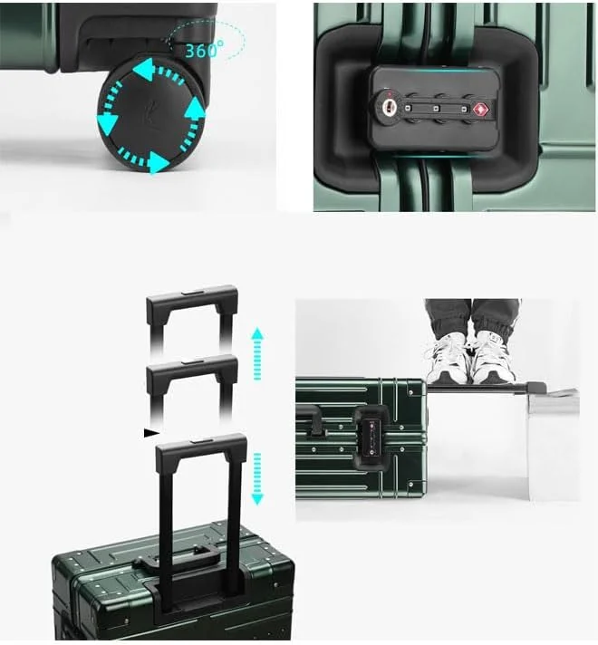 چمدان مسافرتی هاردکیس NKX آلیاژ آلومینیوم-منیزیم با 4 چرخ گردان 20 اینچی