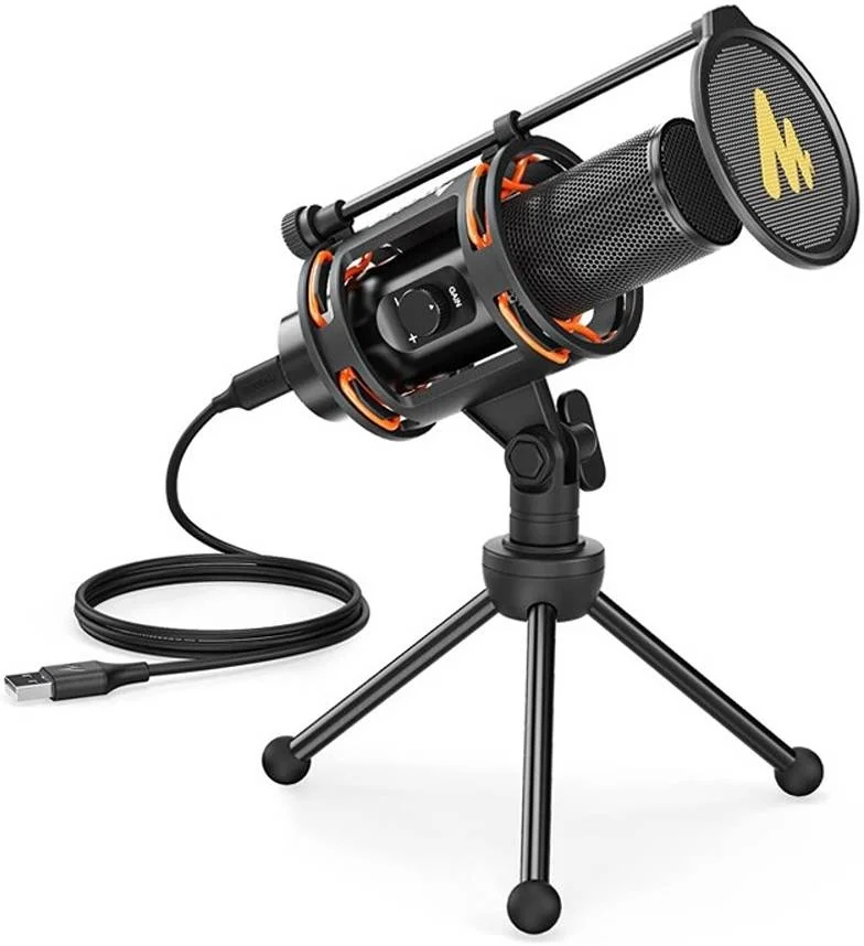 میکروفون USB کامپیوتر Maonocaster Studio Bundle، با دکمه تنظیم گین، پاپ فیلتر فلزی، الگوی کاردیوئید، مانیتورینگ بدون تاخیر برای بازی، استریمینگ، پادکست، یوتیوب، مشکی | AU-PM471TS