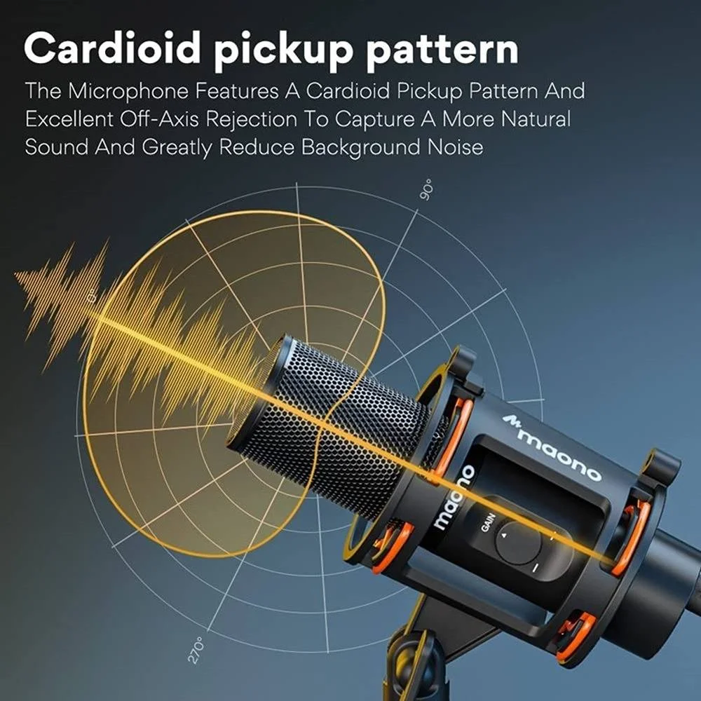 میکروفون USB کامپیوتر Maonocaster Studio Bundle، با دکمه تنظیم گین، پاپ فیلتر فلزی، الگوی کاردیوئید، مانیتورینگ بدون تاخیر برای بازی، استریمینگ، پادکست، یوتیوب، مشکی | AU-PM471TS