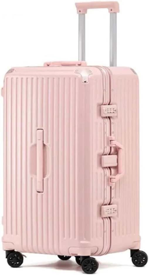 چمدان ممتاز NKX با فریم آلومینیومی قابل گسترش ABS و PC با پورت شارژ USB و نوع C و 5 چرخ، سایز 24 اینچ