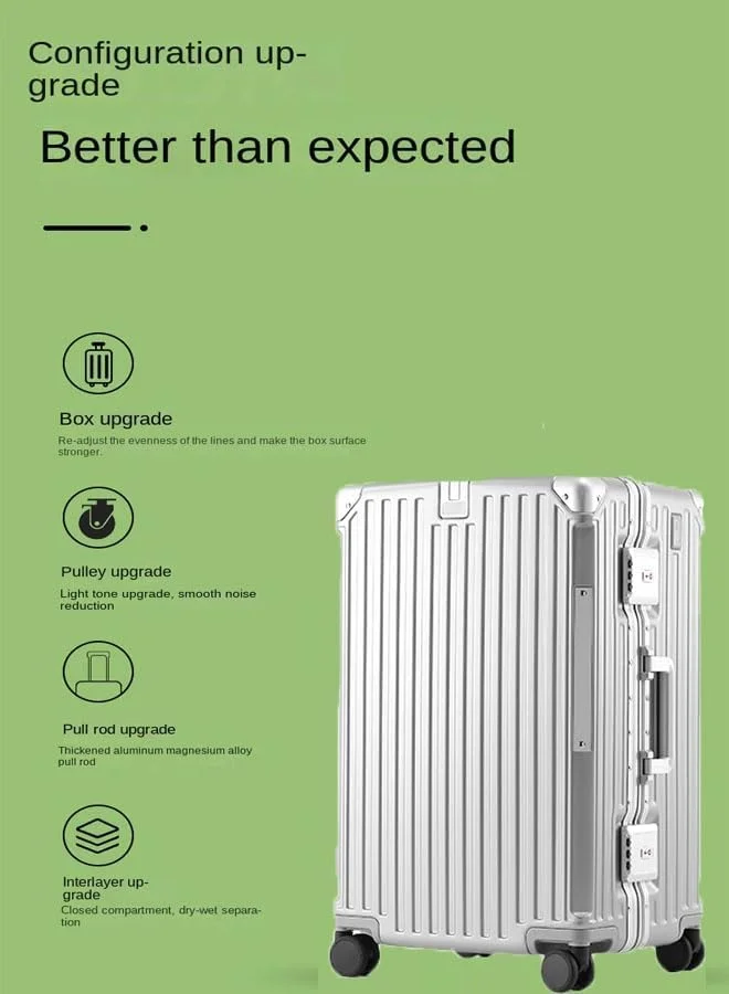 چمدان ممتاز NKX با فریم آلومینیومی قابل گسترش ABS و PC با پورت شارژ USB و نوع C سایز 24 اینچ